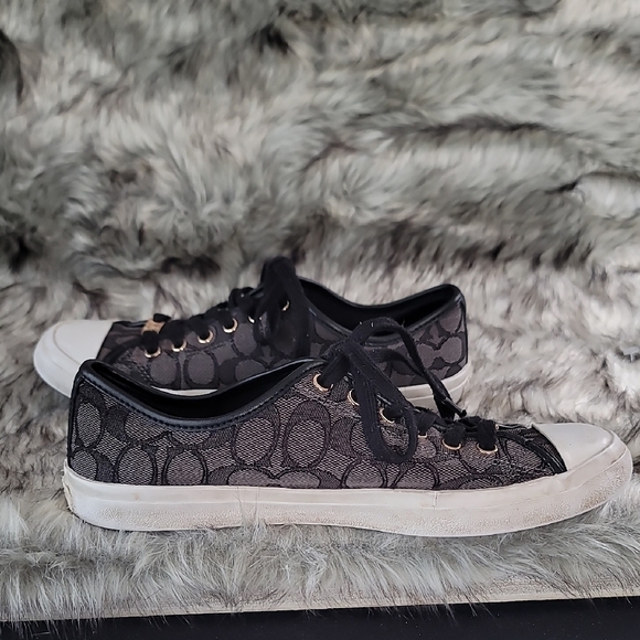 Coach Black and Gray Signature Sneakers - Picture 12 of 16